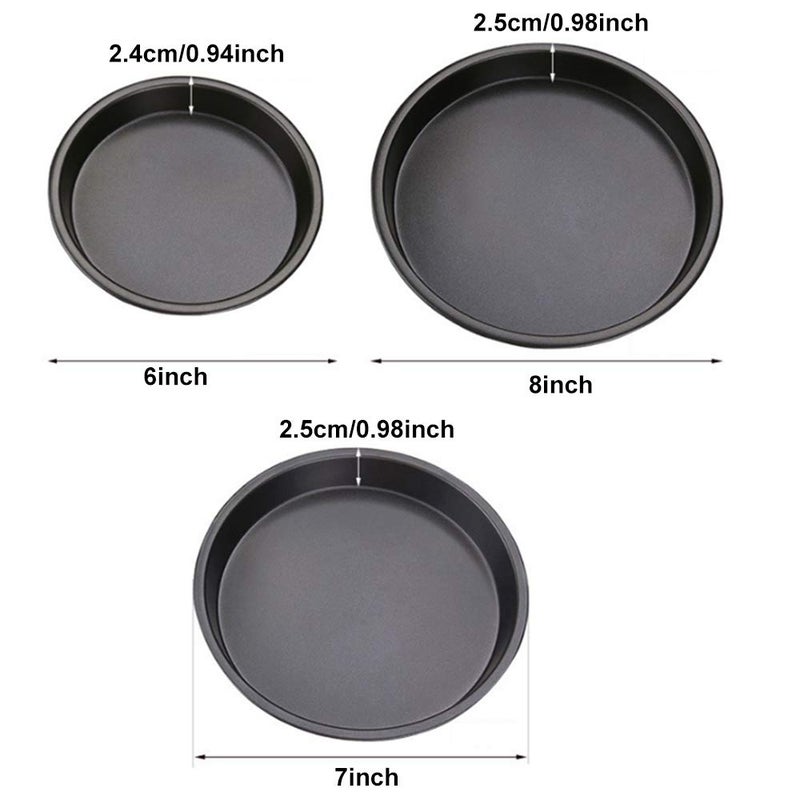lijunjp 3Pcs Pizza Bakeware Set, Carbon Steel Non-Stick Coating for Oven Baking, Round Deep Dish Pizza Pan Pie Pans, Dishwasher Safe, for Kitchen, Party, Commercial - Image 2