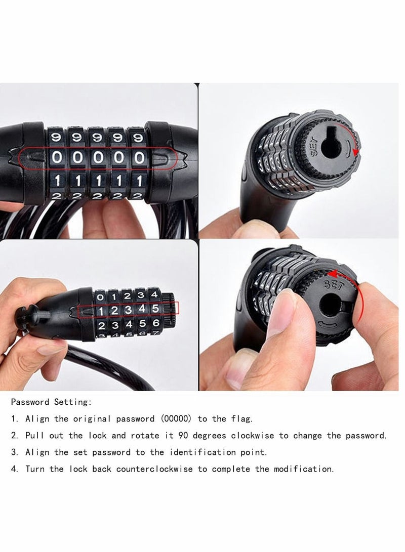 Captaintech Bike Lock, Bike Key Lock, Cable Steel Coiled Secure Lock with Integrated Key Lock, Mounting Bracket, for Bicycle Stroller Scooter Electric Cycle Outdoor, 1.2M (4 Feet), 1/2 Inch Diameter - Image 2