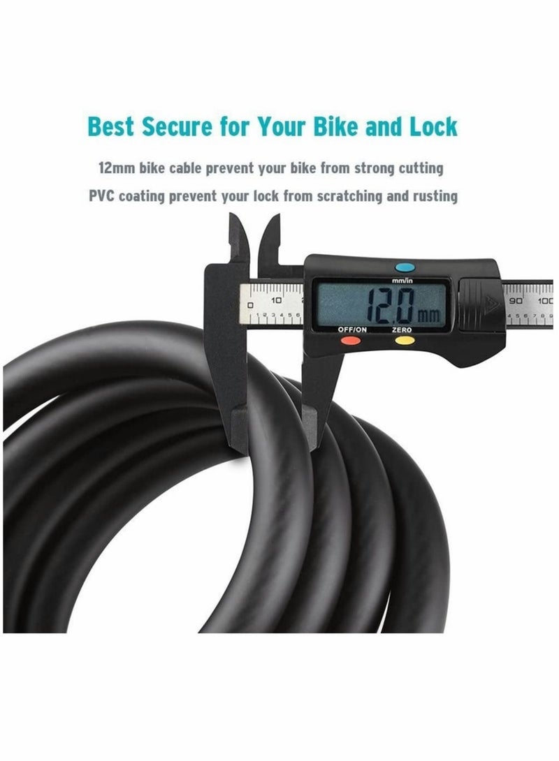 Captaintech Bike Lock, Bike Key Lock, Cable Steel Coiled Secure Lock with Integrated Key Lock, Mounting Bracket, for Bicycle Stroller Scooter Electric Cycle Outdoor, 1.2M (4 Feet), 1/2 Inch Diameter - Image 5