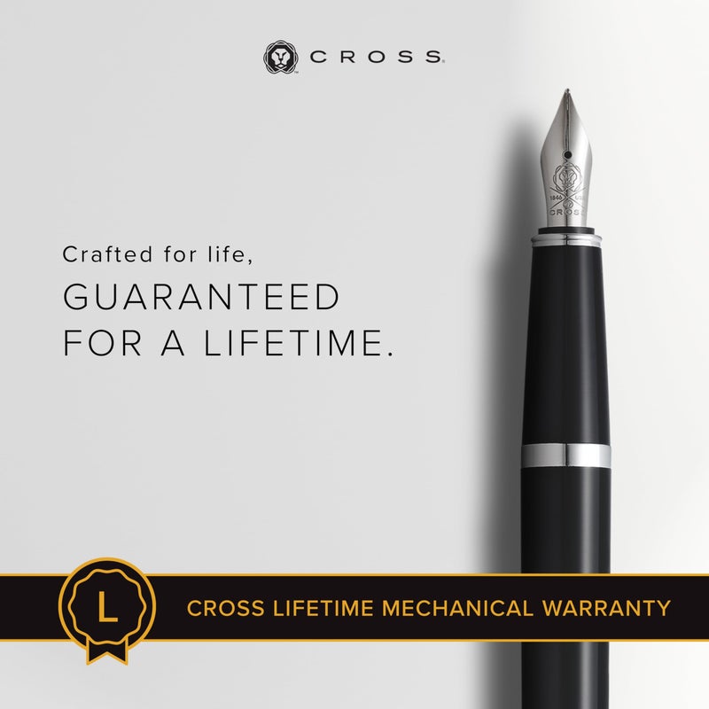 Cross Bailey Light Refillable Fountain Presented in a Everyday Gift Box - Medium Point, Black Ink, Polished Black - Image 3