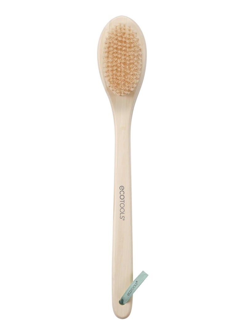 Ecotools Bristle Bath Brush Soft but Stiff Shower Bristles Long Bamboo Handle 1 Count - Image 1
