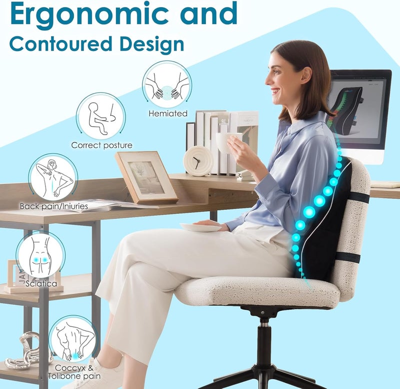 Niceeday Lumbar Support Pillow for Office Chair Car Back Support Pillow, Memory Foam Gaming Chair Desk Chair Back Cushion for Lower Back Pain Relief, Ergonomic Back Rest,Stocking Stuffers - Image 2
