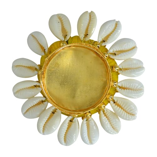 CraftVatika Tealight Candle Holder Set of 4, Diwali Decoration Items, Festive Decor Items, Christmas Home Decor Gifts, Handmade Kowdi Shell Tlight Candle Holder for Floor Pooja Decoration Items - Image 5