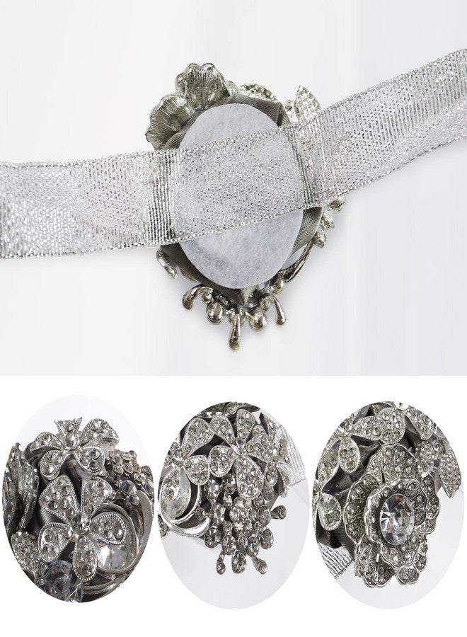 Prettybuy Rhinestone Wedding Prom Boutonniere and Corsage Set Sparkling Set for Groom Best Men and Bride Bridesmaid,Grey - Image 4