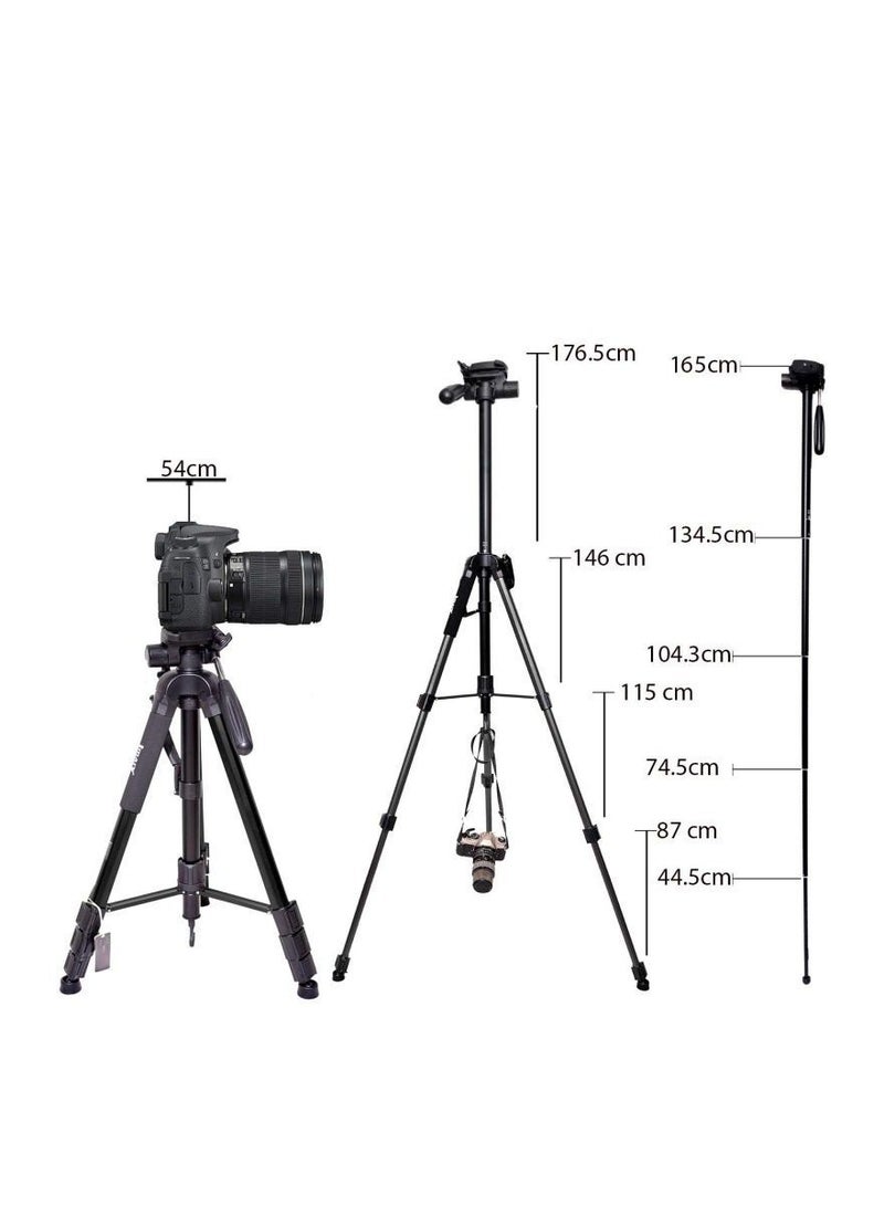 Jmary KP-2254 Professional Aluminum Tripod Monopod for All DSLR Cameras - Image 1