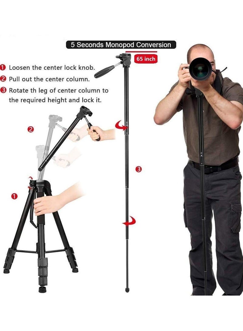 Jmary KP-2254 Professional Aluminum Tripod Monopod for All DSLR Cameras - Image 3