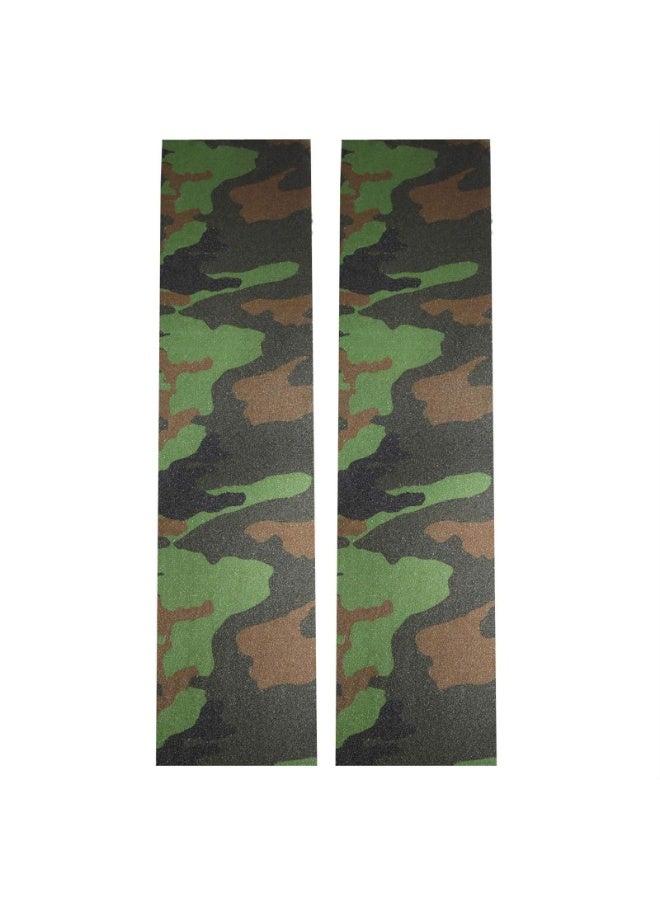 2-PCS Camo Skateboard Grip Tape Sheets, Bubble Free Water-proof Green Camouflage Scooter Grip Tape, Longboard Griptape, Sandpaper for Rollerboard Stairs Pedal Wheelchair Steps - Image 5