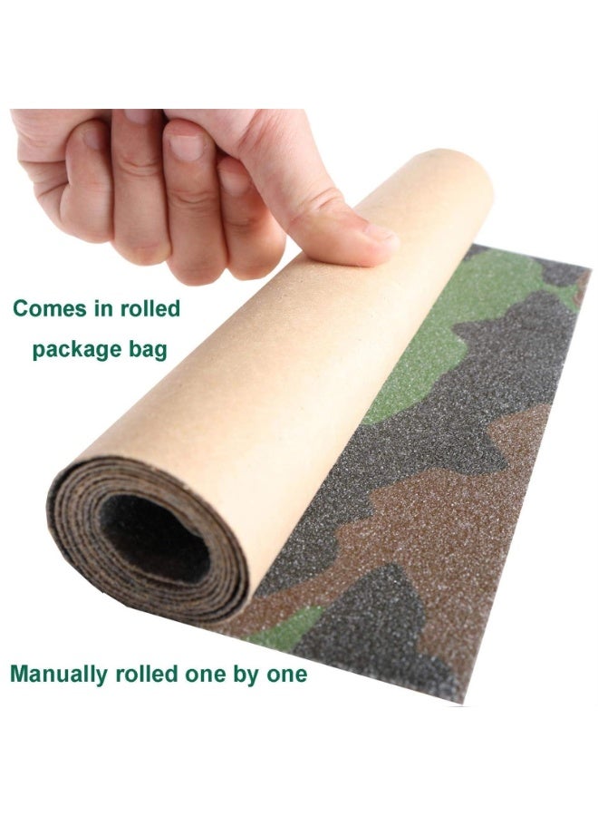 2-PCS Camo Skateboard Grip Tape Sheets, Bubble Free Water-proof Green Camouflage Scooter Grip Tape, Longboard Griptape, Sandpaper for Rollerboard Stairs Pedal Wheelchair Steps - Image 4