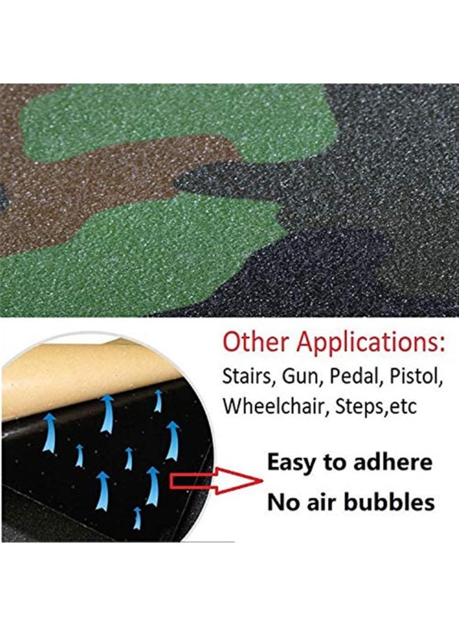 2-PCS Camo Skateboard Grip Tape Sheets, Bubble Free Water-proof Green Camouflage Scooter Grip Tape, Longboard Griptape, Sandpaper for Rollerboard Stairs Pedal Wheelchair Steps - Image 2