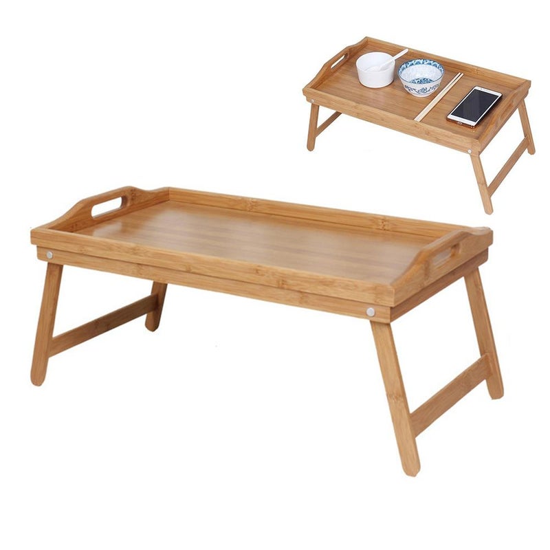 Folding tray for bed, wooden or bamboo tea tray, picnic table tray, bed tray for postpartum use, with legs, vegetable and fruit plate - Image 1