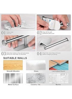 HOOKOR 2 Pack Toilet Paper Holder, Self Adhesive Toilet Roll Holder No Drilling Stainless Steel, Toilet Paper Roll Holder, Wall Mount Toilet Paper Holders for Bathroom, Kitchen, Washroom (Silver)  - Image 4