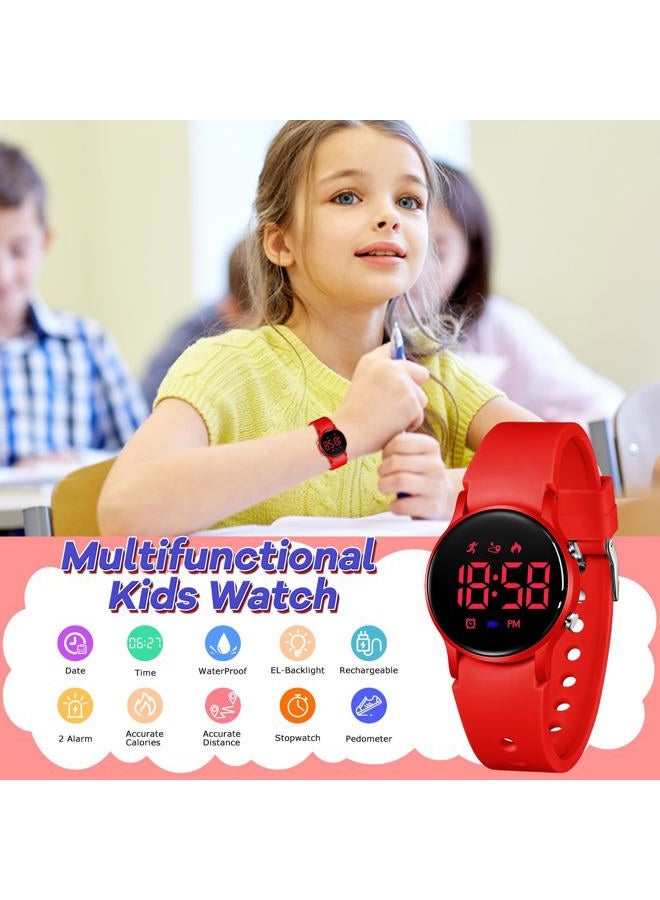 BEN NEVIS NN BEN NEVIS Kids Watch for Boys Girls Waterproof Digital Watch for Kids with Pedometer, Vibration Alarm Clock, Stopwatch, Calendar, No App for Ages 5-18, 05-Red - Image 2