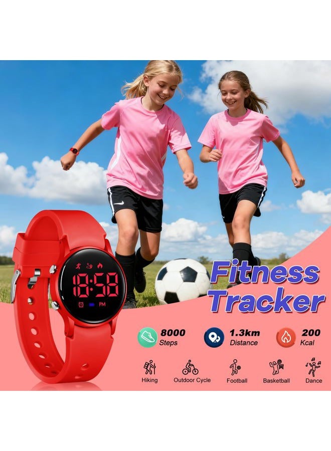 BEN NEVIS NN BEN NEVIS Kids Watch for Boys Girls Waterproof Digital Watch for Kids with Pedometer, Vibration Alarm Clock, Stopwatch, Calendar, No App for Ages 5-18, 05-Red - Image 3