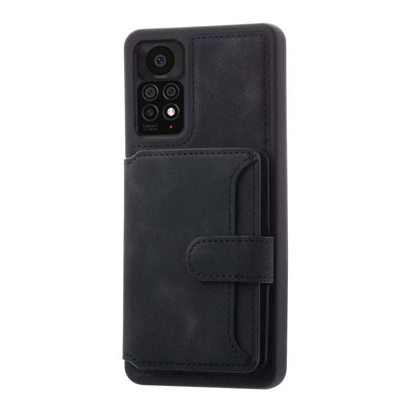 HuHa Case Cover For Xiaomi Redmi Note 11S / Note 11 4G Global Skin Feel Dream RFID Anti-theft PU Card Bag Phone Case(Black) - Image 2