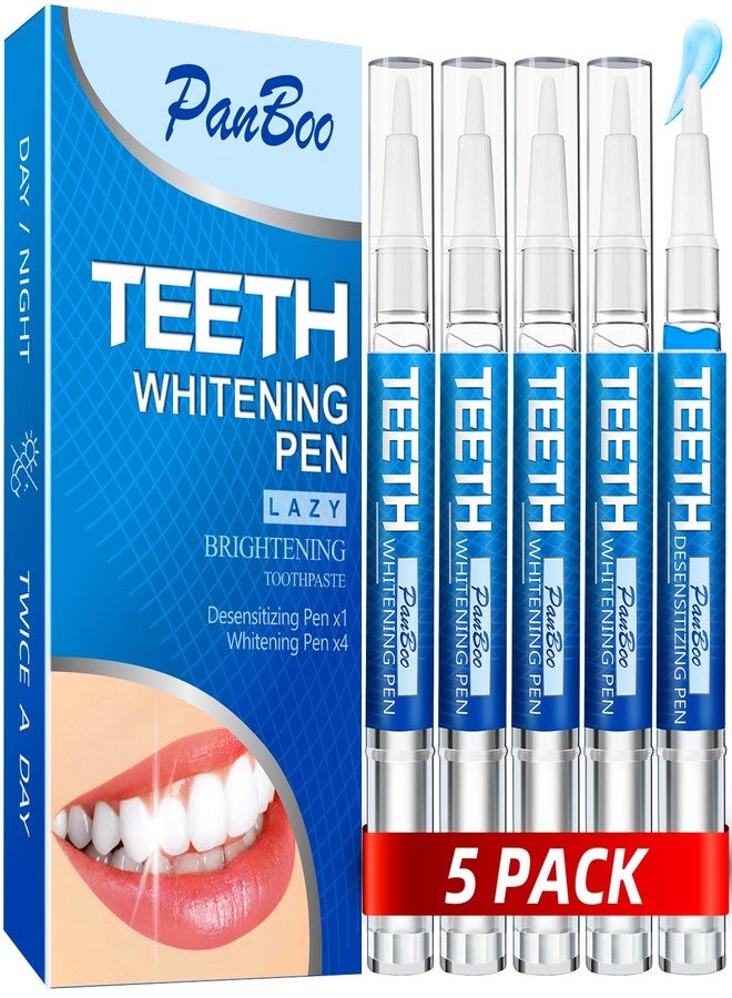 Pankoo Teeth Whitening Pen 4+1(5 Pack), 70+ Treatments, Use Twice a Day Up to 1-6 Shade Whiter in 1-2 Weeks, 4 Whitening Pens plus 1 Desensitizing Pen, Effective, Painless and Enamel Safe Teeth Whitening Gel - Image 1