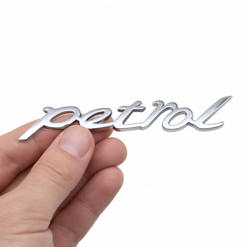 JVCV® 3D Metal Petrol Sticker for Car Fuel Tank Chrome Logo Decal Emblem Badge for All Cars and Bikes (Petrol, Silver) - Image 3