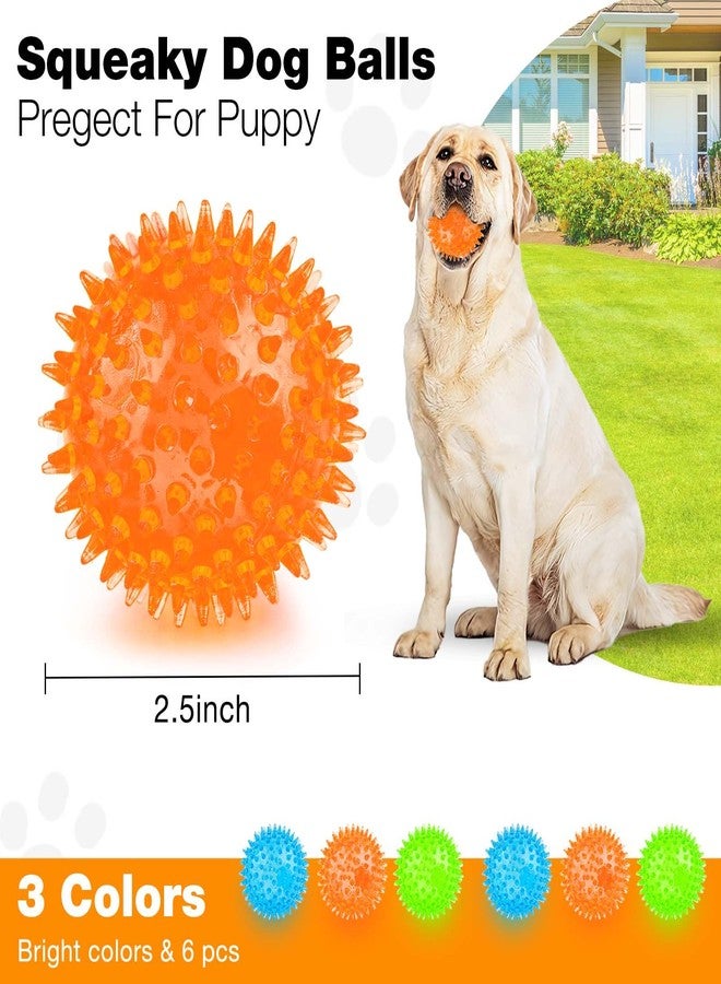 PUPTILY Puppy Toy 2.5” Squeaky Dog Balls Toys and Spikey Dog Ball for Aggressive Chewers for Small Dogs Dog Balls for Clean Teeth and Training （6 Pack - Image 2