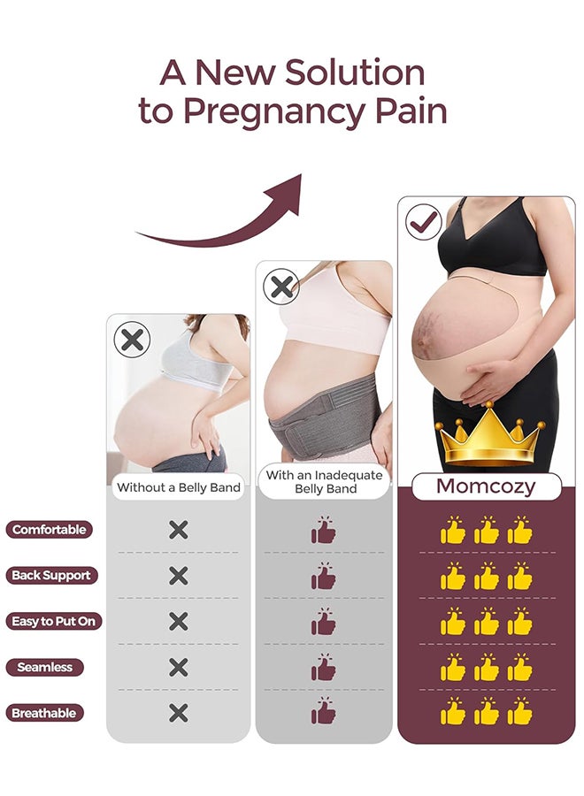 Momcozy حزام الحمل، حزام الحمل المريح CozySupport Ergonest، حزام الحمل غير المرئي للظهر، البطن، الخصر - L - Image 4