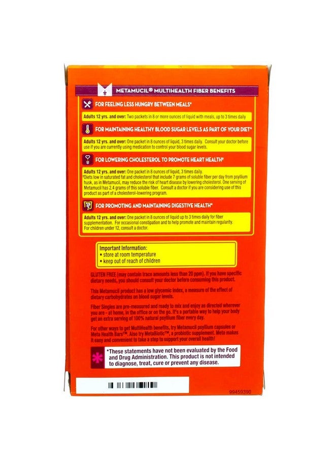 Metamucil Metamucil Fiber Singles Smooth Texture Orange - 30 Packets, 12.9 Ounce (Pack of 1)  - Image 4
