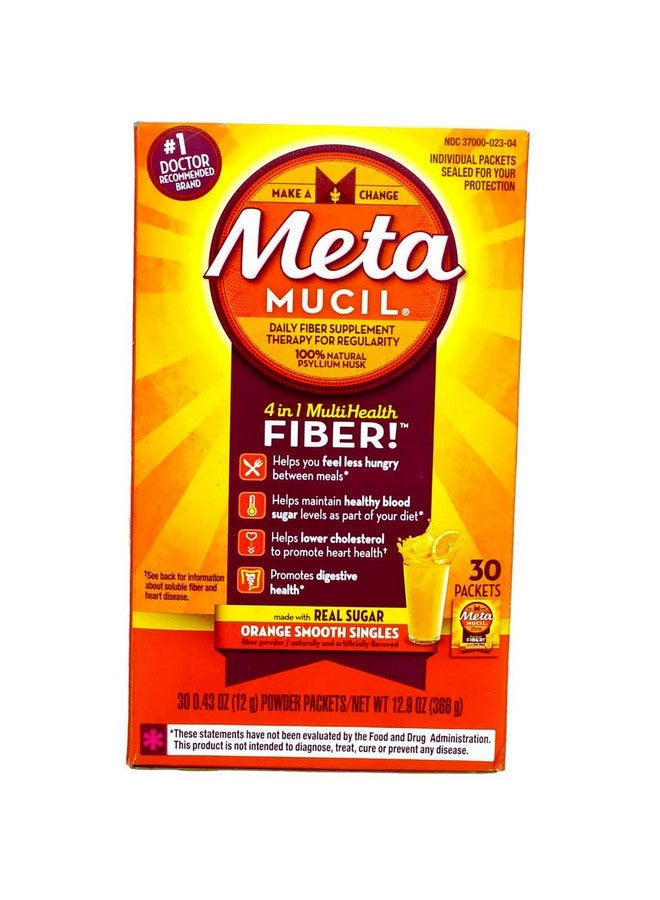 Metamucil Metamucil Fiber Singles Smooth Texture Orange - 30 Packets, 12.9 Ounce (Pack of 1)  - Image 2