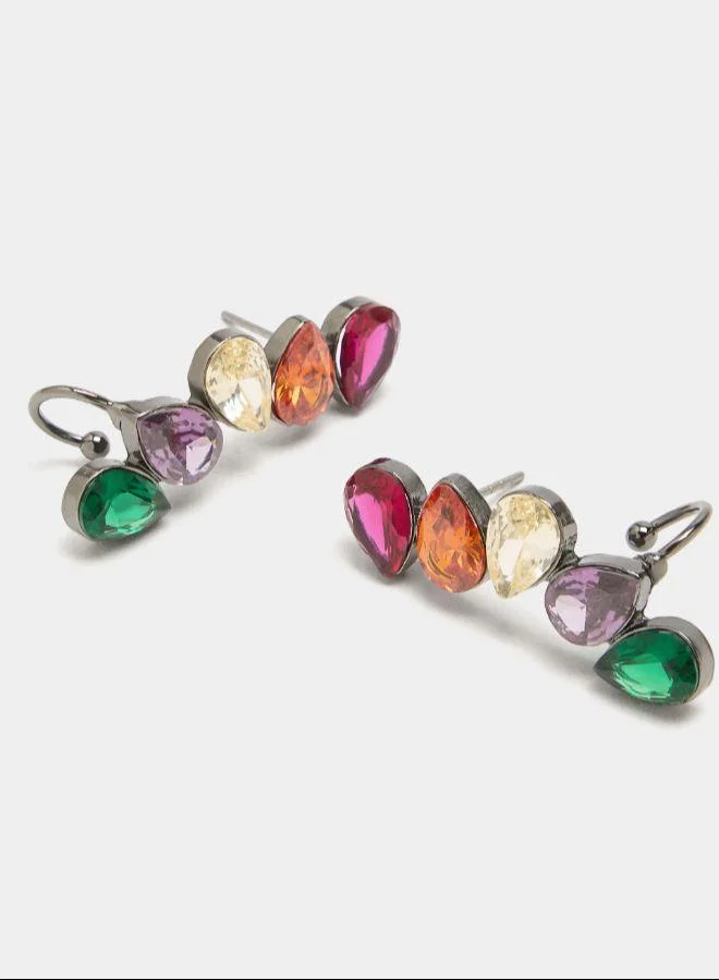 بارفوا أقراط سترة الأذن متعددة الألوان من زركونيا متعددة الألوان