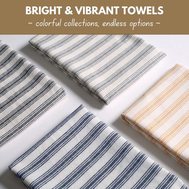 Native Fab 4 Pack Farmhouse Modern Stripe Kitchen Dish Towels Cotton Super Absorbent Quick Drying Reusable 18x26 Inches - Bar Hand Towels, Kitchen Cleaning Towels with Hanging Loop, Zaha Brown - Image 5