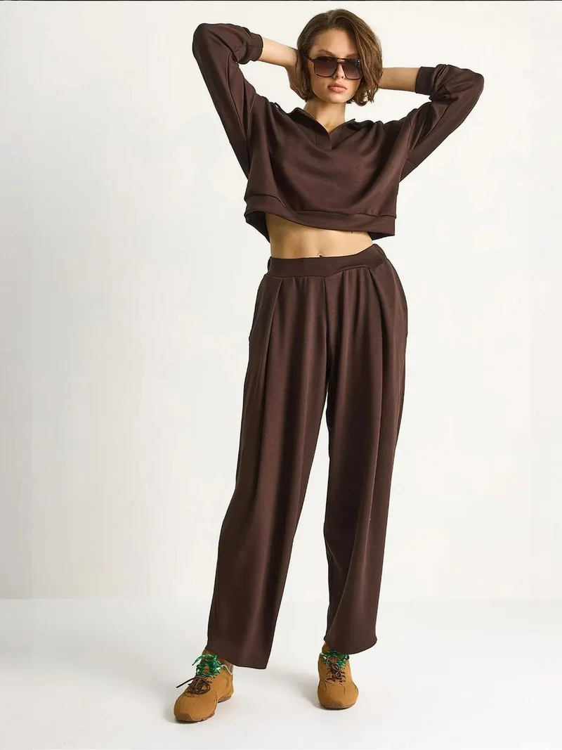 LUCCI High Waist Textured Knitted Two-Piece Coord Set