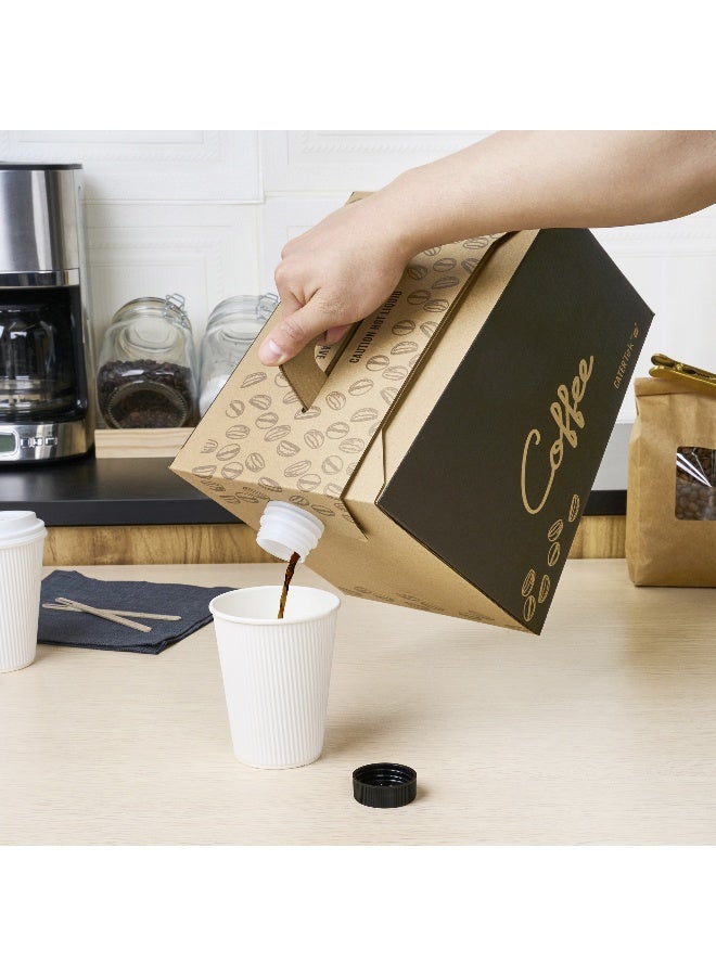 Restaurantware 12 x 7.5 x 8.5 Inch 96 Ounce Disposable Coffee Dispensers, 10 Insulated Coffee Take Out Containers - Built-In Handle, Portable Design, Kraft With Black Paper Coffee To Go Boxes - Image 5