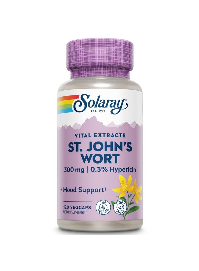 SOLARAY St Johns Wort Aerial Extract 300 mg, 0.3% Hypericin, Mood & Brain Health Support, Vegan & Lab Verified for Quality, 120 Servings, 120 VegCaps - Image 1