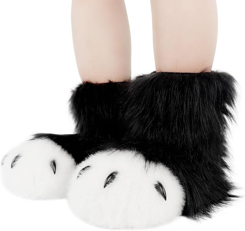 Animal Fuzzy Slippers Bear Cat Wolf Dog Fox Fursuit Feet Paw Claw Shoes Furry Boots Costume Accessories for Adult Kids - Image 2