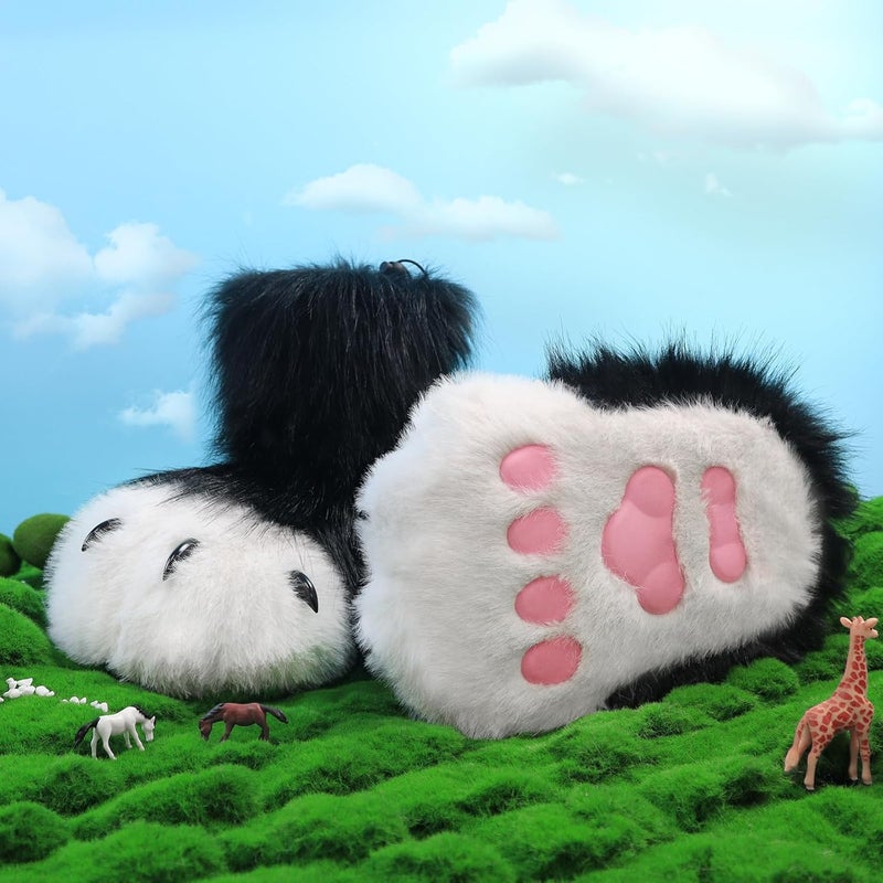 Animal Fuzzy Slippers Bear Cat Wolf Dog Fox Fursuit Feet Paw Claw Shoes Furry Boots Costume Accessories for Adult Kids - Image 3
