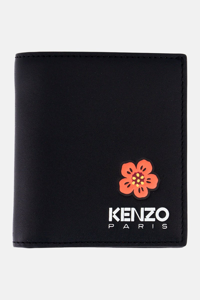 Kenzo محفظة جلدية للرجال بشعار العلامة التجارية، سوداء - Image 1