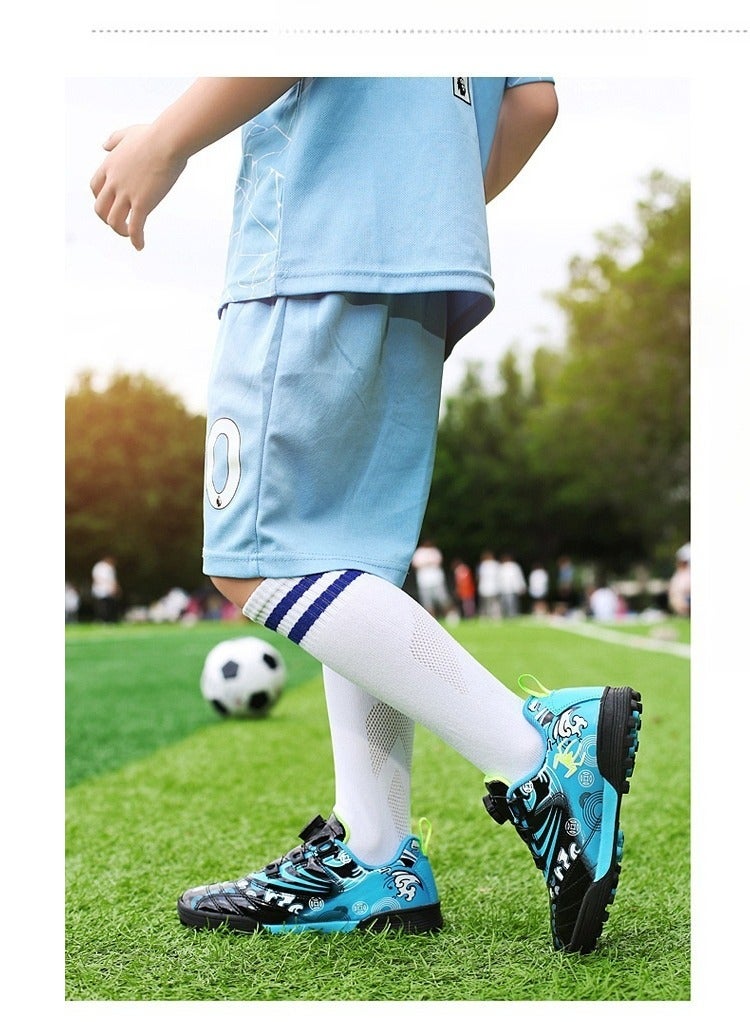 SKT Shiketro Kids Soccer Shoes with Rotating Cleats for Boys and Girls with Long Spikes Students Boys and Girls Artificial Turf Training Competition Sneakers  - Image 2