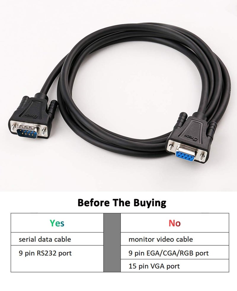 DTech 15ft DB9 RS232 Serial Cable Male to Female Extension Simple Null Modem Cord Cross TX RX Line 2 Pin Crossed for Computer Data Communication (15 Feet, Black) - Image 5