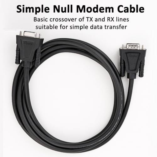 DTech 15ft DB9 RS232 Serial Cable Male to Female Extension Simple Null Modem Cord Cross TX RX Line 2 Pin Crossed for Computer Data Communication (15 Feet, Black) - Image 4