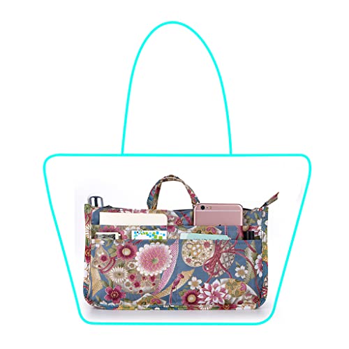 BTSKY Printing Handbag Organizers Inside Purse InsertHigh Capacity 13 Pockets Bag Tote Organizer with Handle Sunflower - Image 3