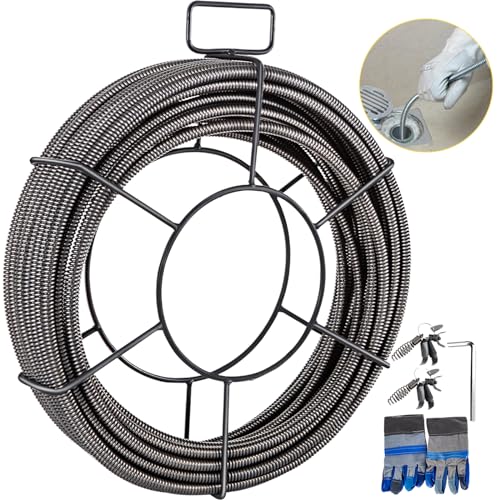 VEVOR Drain Cleaning Cable 75ft x 38 inch Solid Core Cable Sewer Cable Drain Auger Cable Cleaner Snake Clog Pipe Drain Cleaning Cable WFour Shapes of Cutters - Image 1