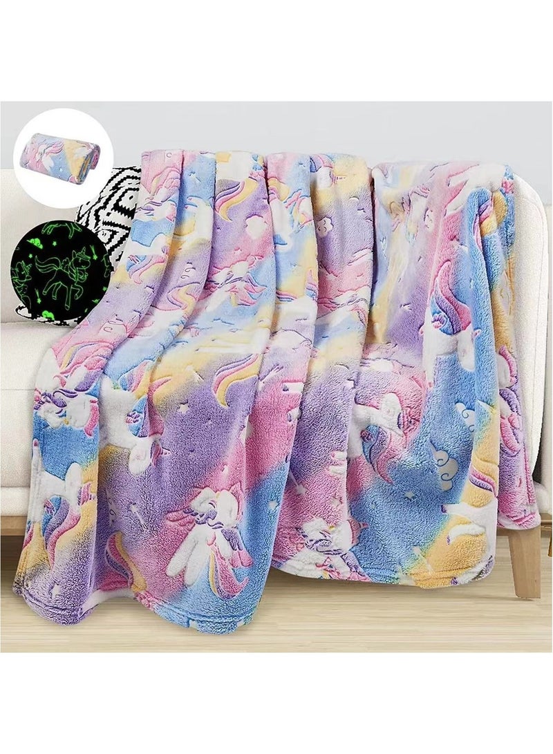 FASHION HOME Kids Glow in The Dark Blanket Soft Throw All Seasons for Couch Sofa Bed 150 x 120cm - Image 1