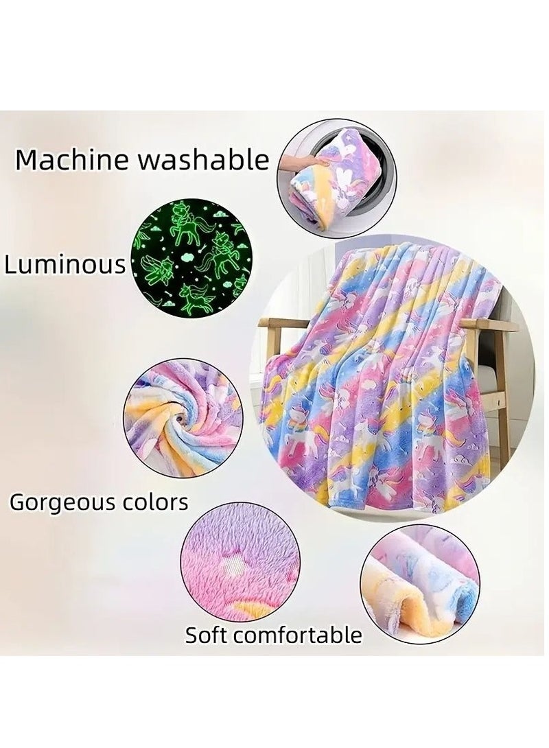 FASHION HOME Kids Glow in The Dark Blanket Soft Throw All Seasons for Couch Sofa Bed 150 x 120cm - Image 5