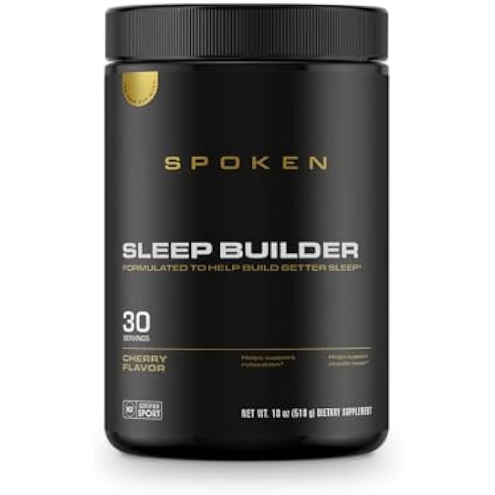 Spoken Nutrition Sleep Builder, Melatonin Free Sleep Powder, 3 Forms of Magnesium, Cherry Flavor, 30 Servings, Nighttime Recovery & Relaxation Support - Image 1