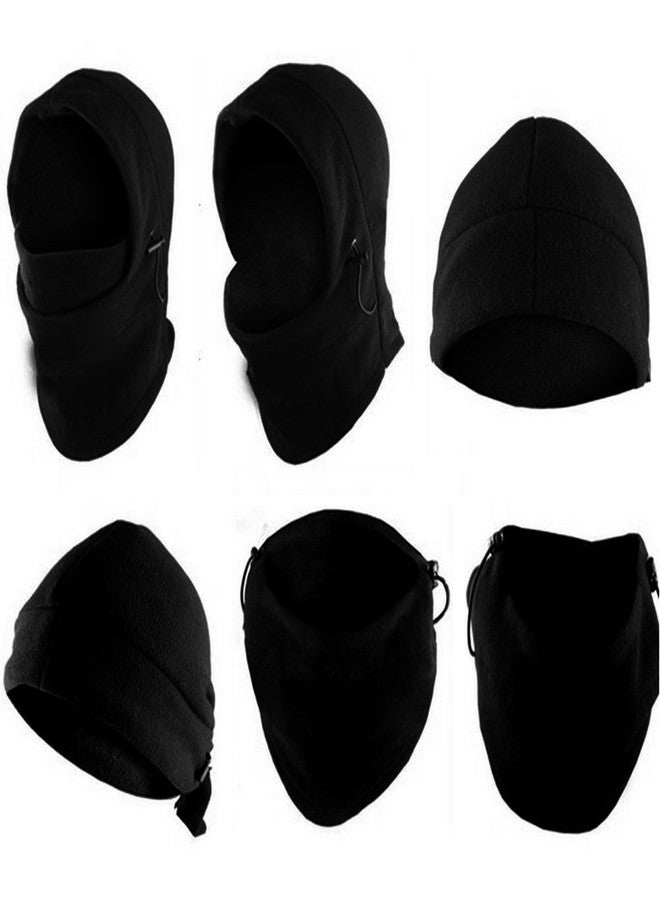Eforstore Men's 6 In 1 Thermal Fleece Balaclava Hat Hood Police Swat Ski Bike Wind Stopper Mask New Caps, Free Size, Black - Image 2