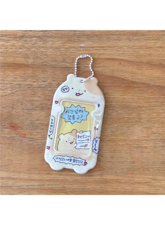 NIBEMINENT 1 - Piece Cute Dog Hamster Kpop Photo Card Holder Pendant Key Chain ID Badge Holder ID Card Holder Photo Card Protector for School ID Office ID Access Card for Women Girls - Image 1