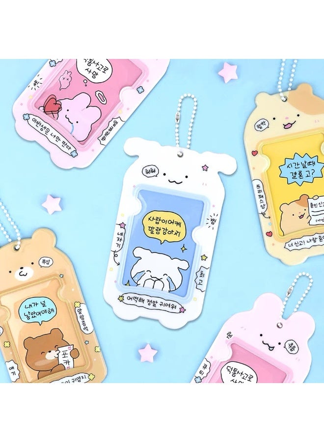 NIBEMINENT 1 - Piece Cute Dog Hamster Kpop Photo Card Holder Pendant Key Chain ID Badge Holder ID Card Holder Photo Card Protector for School ID Office ID Access Card for Women Girls - Image 2