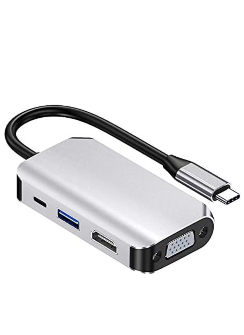 Y&D Multiport Adapter, 4 in 1 USB Type C Hub Splitter Docking Station Dongle VGA 1080P@60Hz, 3.0, Fast Charging, 5Gbps Compatible with MacBook, iPad, Dell XPS, Laptop  - Image 1