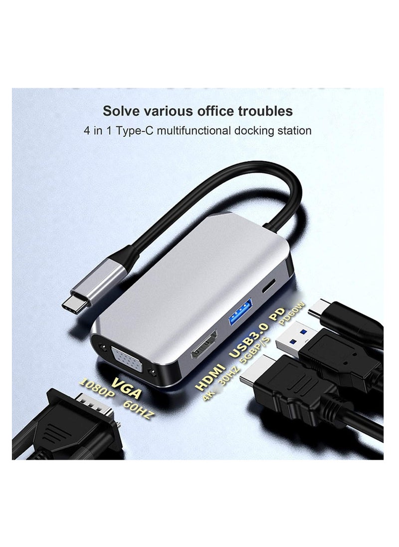 Y&D Multiport Adapter, 4 in 1 USB Type C Hub Splitter Docking Station Dongle VGA 1080P@60Hz, 3.0, Fast Charging, 5Gbps Compatible with MacBook, iPad, Dell XPS, Laptop  - Image 2