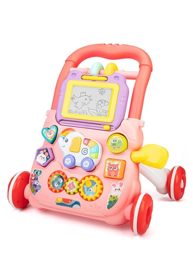 TRASSLE Sit-to-Stand Learning Walker, Baby Walker Push & Pull Toy, Sorting & Stacking Toys, Drawing Board for Toddlers - Image 1