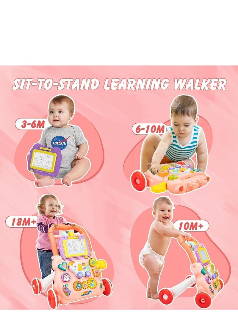 TRASSLE Sit-to-Stand Learning Walker, Baby Walker Push & Pull Toy, Sorting & Stacking Toys, Drawing Board for Toddlers - Image 5