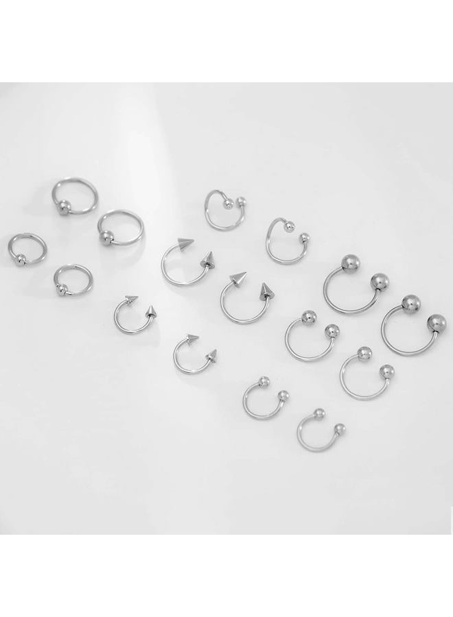 IPINK Piercing Kit 14G-16G Rainbow Surgical Steel Body Piercing Belly Button,Tongue, Eyebrow, , Lip, Nose, Chi Gauge, Stainless Steel,Steel - Image 5