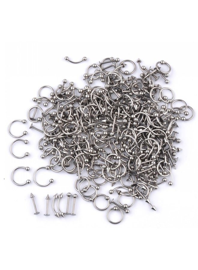 IPINK Piercing Kit 14G-16G Rainbow Surgical Steel Body Piercing Belly Button,Tongue, Eyebrow, , Lip, Nose, Chi Gauge, Stainless Steel,Steel - Image 1