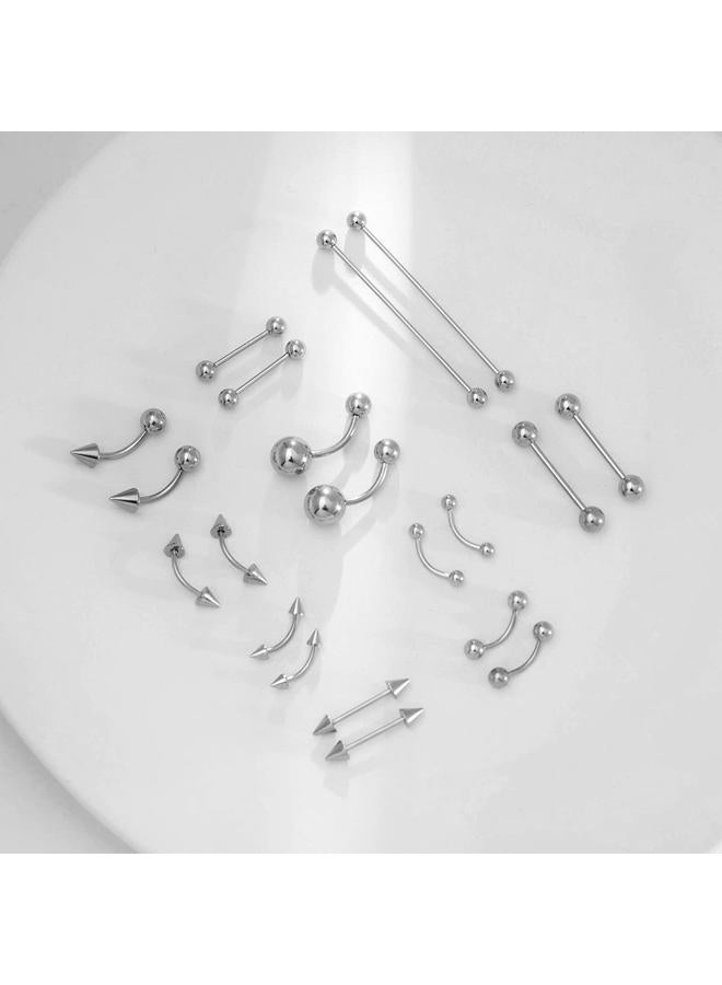 IPINK Piercing Kit 14G-16G Rainbow Surgical Steel Body Piercing Belly Button,Tongue, Eyebrow, , Lip, Nose, Chi Gauge, Stainless Steel,Steel - Image 4